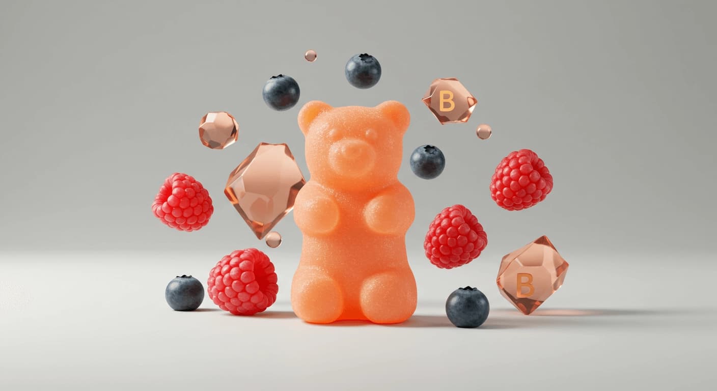 Hair vitamin gummy with berries and vitamins